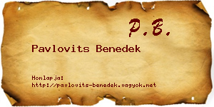 Pavlovits Benedek névjegykártya