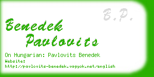 benedek pavlovits business card